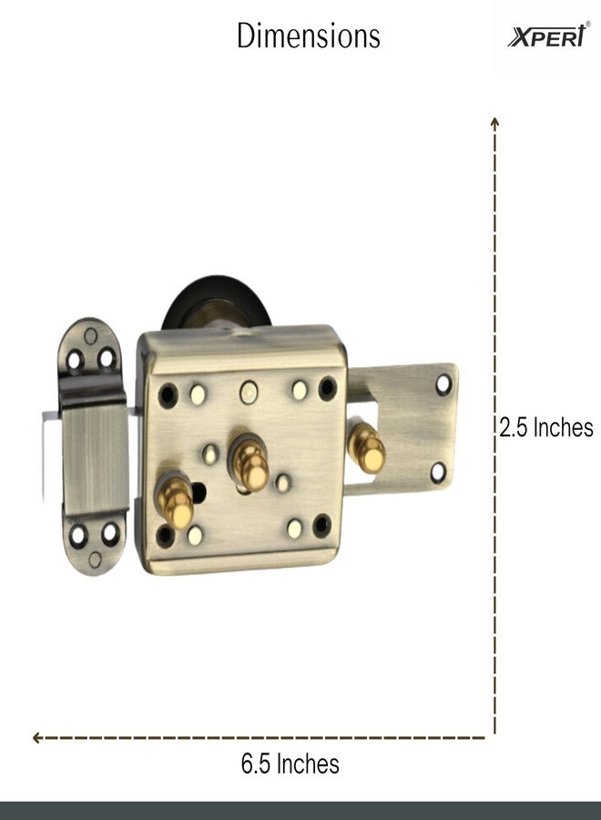 إكسبرت قفل إكسبرت إنترلوك العتيق ثلاثي الدورات للباب الرئيسي - 4 مفاتيح نحاسية فائقة النقوش، قفل باب مفرد ومزدوج مناسب للأبواب الخارجية، بالإضافة إلى أسطوانة دبوس، وقفل مدخل، وقفل مصراع، وقفل بوابة - Image 4